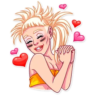 🥰 cheveux blonds, coeurs, souriant, dessin animé, femme, amour, autocollant telegram sticker