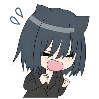 😤 anime, tai mèo, hào hứng, chibi, manga telegram sticker