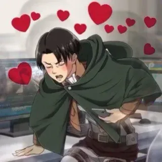 💘 Levi Ackerman Attack on Titan Anime, Levi, Ataque a los Titanes, Corazones, Dibujos animados, Soldado, Serio telegram sticker