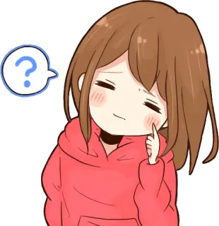 ❔ dessin animé, question, fille, réflexion, mignon, autocollant telegram sticker