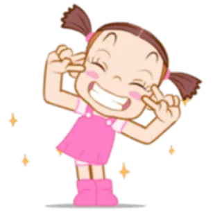 😁 Dibujos animados, Chica, Linda, Feliz, Pose whatsapp sticker