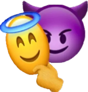 😈 Emoji, Ángel, Diablo, Bueno, Malo, Máscara, Sonrisa whatsapp sticker