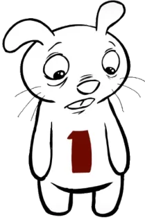 😢 1 兔子, 数字, 卡通, 白色 whatsapp sticker