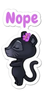 💢 Nope kucing, binatang, bunga, stiker, tidak, hitam telegram sticker