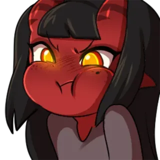 😠 Dämon, Mädchen, Anime, Rot, Wütend, Cartoon telegram sticker