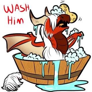 💧 WASH Him มังกร, อาบน้ำ, ฟอง, การ์ตูน, น่ารัก, ตลก telegram sticker