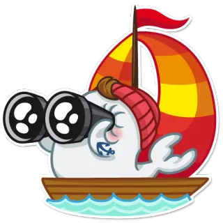 ⛵ stiker, kartun, perahu, laut, maritim, pelaut, teropong whatsapp sticker