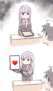 ❤ сердце, любовь, аниме, персонаж, офис, романтика, работа, иллюстрация telegram sticker