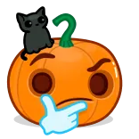 🤔 Kürbis, Katze, Emoji, Halloween, Denken telegram sticker