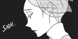 😕 SIGH... Seufzer, Ausdruck, Anime, Manga, Schwarzweiß telegram sticker