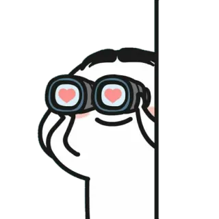 🍡 binóculos, corações, olhando, amor, desenho animado, olhos, espiando telegram sticker