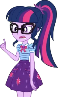 😕 Twilight Sparkle My Little Pony: Equestria Girls Twilight Sparkle, Equestria Girls, cartoon, animated, teenager, girl, glasses telegram sticker