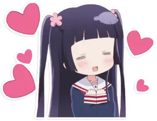 😍 Anime, Cô gái, Trái tim, Kawaii, Dễ thương, Chibi, Phim hoạt hình telegram sticker