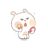 👄 thỏ, ăn, bánh donut, hoạt hình, dễ thương whatsapp sticker