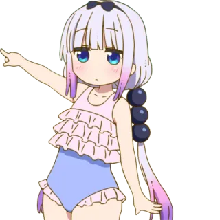 👈 Kanna Kamui Miss Kobayashi's Dragon Maid Anime, Kanna, Dragon Maid, Mignon, Kawaii, Fille, Plage whatsapp sticker