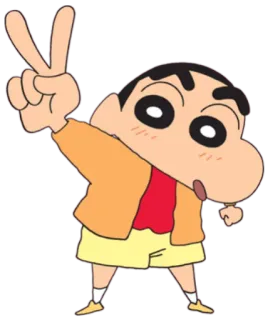 ✌️ Shin-chan Crayon Shin-chan anime, dibujos animados, personaje, signo de la paz telegram sticker