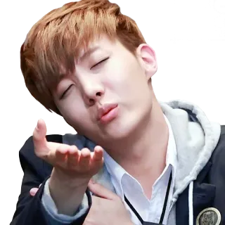 😘 uomo, coreano, ritratto, bacio, vento, mano whatsapp sticker