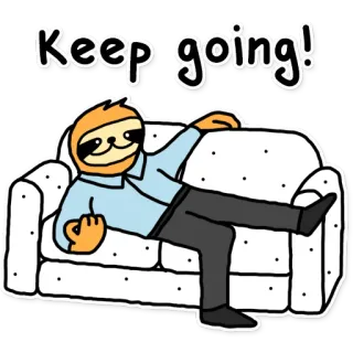 💪 Keep going! ленивец, мотивация, не сдавайся, чилл, диван, ленивый, поддержка whatsapp sticker