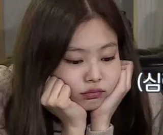 ☹️ 심 mulher, triste, pensativa, entediada, expressão, coreana, asiática whatsapp sticker