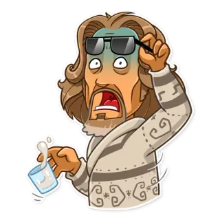 😨 The Dude The Big Lebowski the dude, the big lebowski, sticker, cartoon, sunglasses, milk telegram sticker