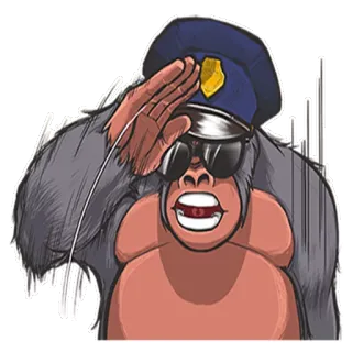 👨‍🏭 Gorilla, Polizei, Tier, Polizist, Cartoon telegram sticker