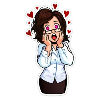 😍 cartoon, love, hearts, glasses, office telegram sticker
