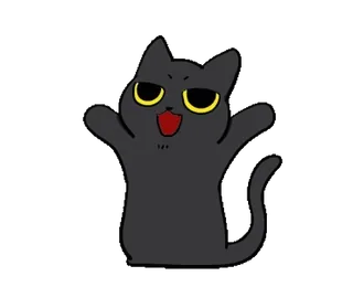 🐾 chat, animal, dessin animé, autocollant, chat noir, joyeux telegram sticker