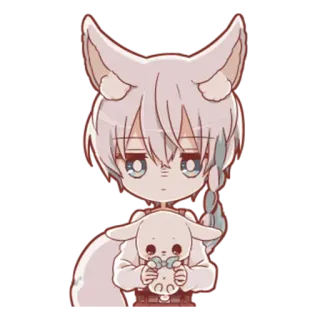 😐 anime, chibi, cute, manga, animal ears, bunny telegram sticker