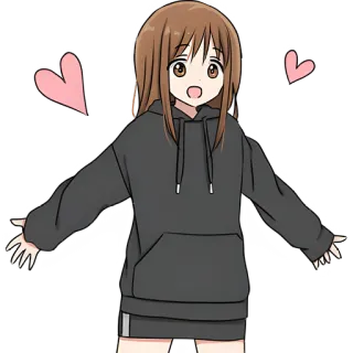 🤗 Anime, Fofo, Corações, Garota, Desenho animado telegram sticker