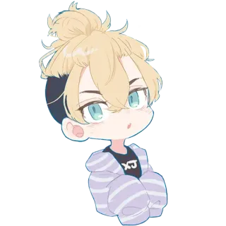 😒 XJ Chibi, Anime, Słodkie, Kreskówka, Postać, Blond włosy telegram sticker