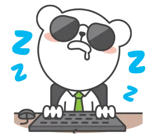 😴 dormindo, urso, cansado, escritório, desenho, preguiçoso, zz telegram sticker
