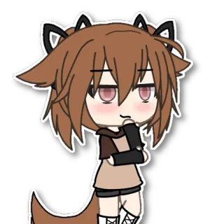 😏 Мультфильм, Аниме, Gacha Life, Кошачьи ушки, Цифровое искусство telegram sticker