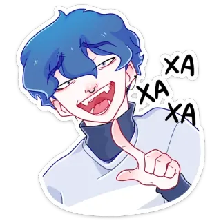 😃 XA XA XA desenho animado, personagem, rindo, ilustração, piscadela whatsapp sticker