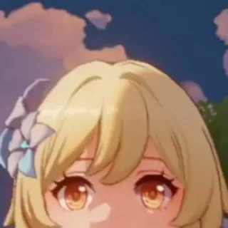 😶 Lumine Genshin Impact anime, video game, blonde hair, blonde, flower, genshin telegram sticker