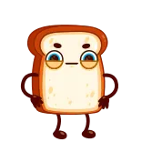 🤨 pain, nourriture, dessin animé, en colère, toast, tranche whatsapp sticker