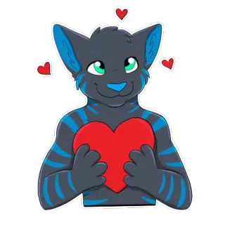 ❤ 고양이, 수인, 하트, 사랑, 귀여운, 퍼리, 만화 whatsapp sticker