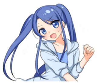 🙎 anime girl, cute, blue hair, cartoon, happy telegram sticker