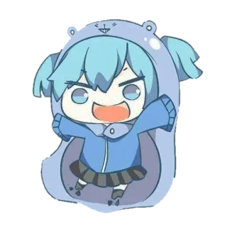 🌟 Dziewczyna anime, Chibi, Kreskówka, Słodki, Kawaii, Bluza z kapturem whatsapp sticker