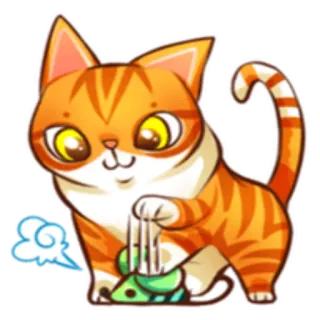 🙂 kat, kitten, schattig, dier, huisdier, cartoon, speels, oranje telegram sticker