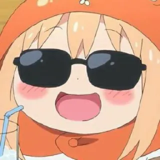 🕶 Umaru Doma Himouto! Umaru-chan umaru, anime, cartoon, kawaii, schattig, zonnebril, drankje telegram sticker