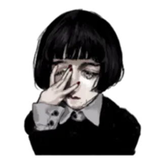 🤦‍♀️ triste, emocional, gótico, melancólico, mulher, ilustração, escuro telegram sticker