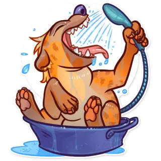 🛁 狗, 洗澡, 淋浴, 浴缸, 动物, 卡通 telegram sticker