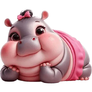 🥹 hipopotam, słodki, zwierzę, kreskówka, różowy, uroczy, ssak telegram sticker