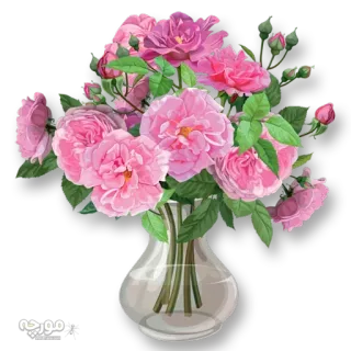 🌸 roses, flowers, bouquet, vase, pink, floral, arrangement, decorative telegram sticker