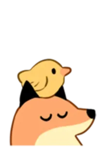 😌 狐狸, 鸟, 动物, 可爱, 卡通, 小鸡 telegram sticker