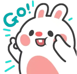 🤤 GO! rabbit, bunny, cheering, cute, go, encouragement whatsapp sticker