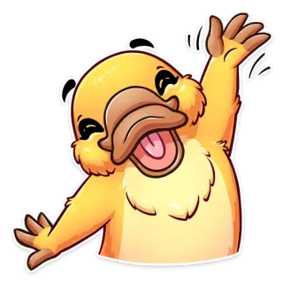 👋 duck, cartoon, animal, cute, funny, sticker telegram sticker