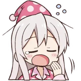 🥱 Anime, Adormilado, Kawaii, Bostezando, Cansado, Dibujos animados whatsapp sticker