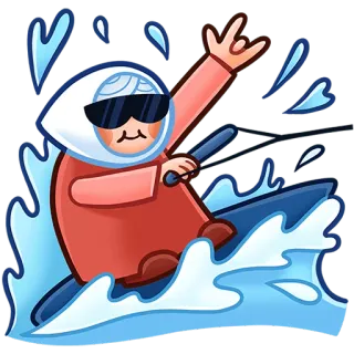 🏄‍♂️ surf, nonna, cool, sport acquatici, divertimento, acqua, cartone animato whatsapp sticker