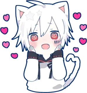 😍 Anime, Catboy, Coeurs, Mignon, Kawaii telegram sticker